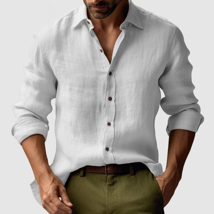 Chemise en lin vintage masculin à manches longues 5