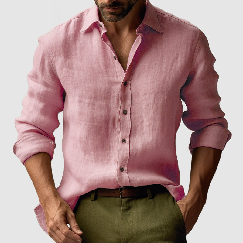 Chemise en lin vintage masculin à manches longues 6
