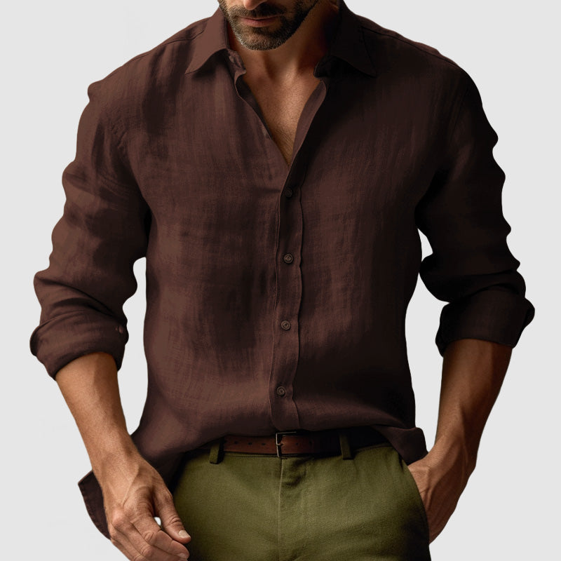 Chemise en lin vintage masculin à manches longues 8
