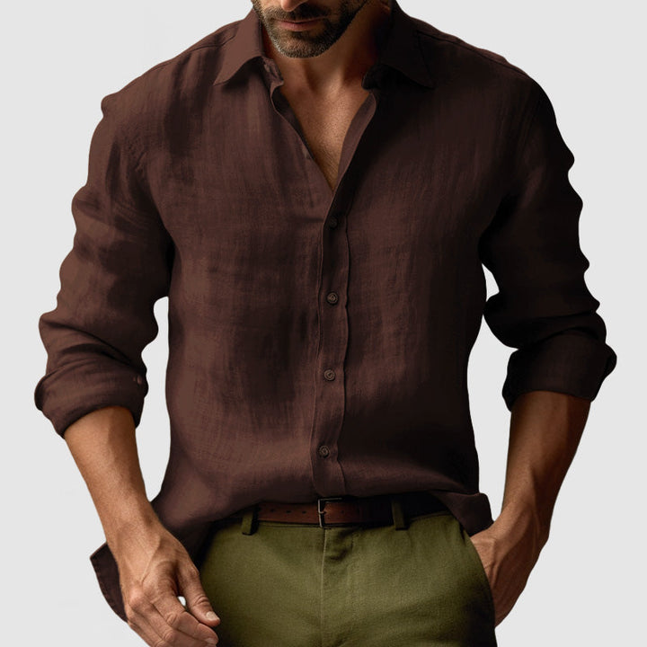 Chemise en lin vintage masculin à manches longues 8