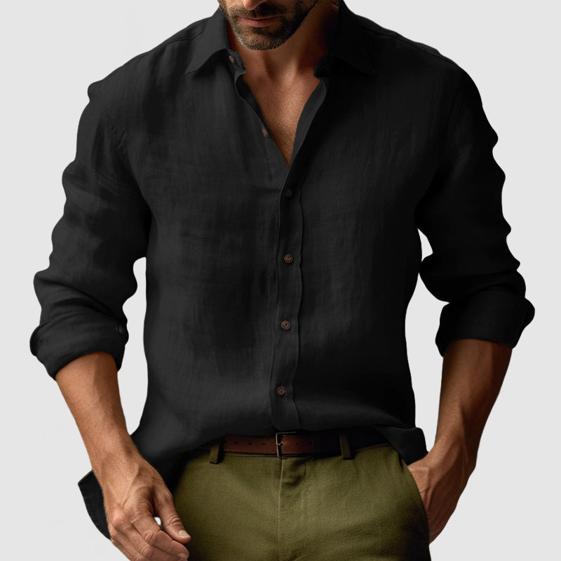 Chemise en lin vintage masculin à manches longues 9