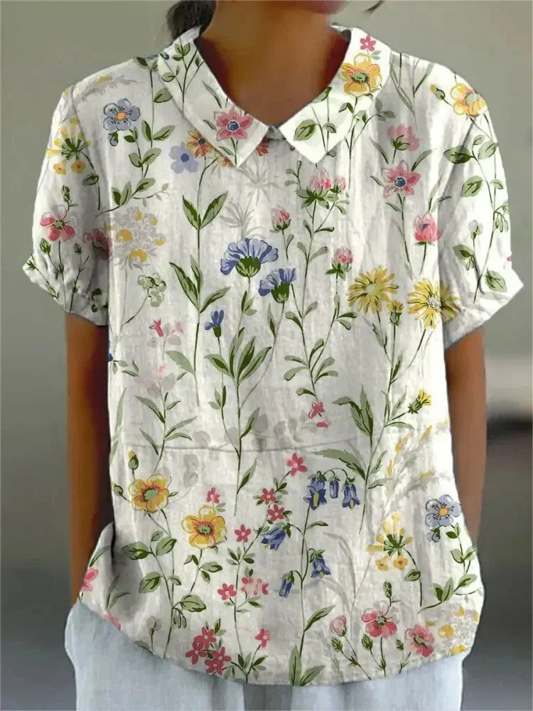 Chemisier de motif de fleurs vintage des femmes | Occasionnel 1