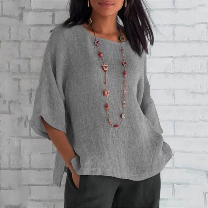 Saori | Haut chic uni en coton et lin