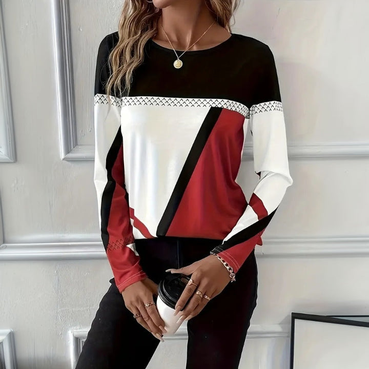 Lalia - Sweatshirt Stylé à Empiècements Colorés