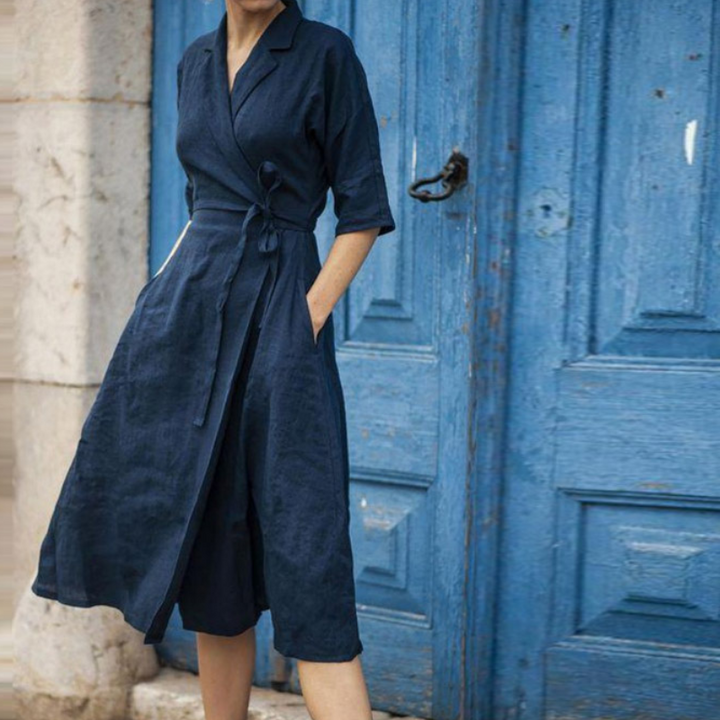 Flaminia | Robe-chemise midi stylée avec ceinture à la taille