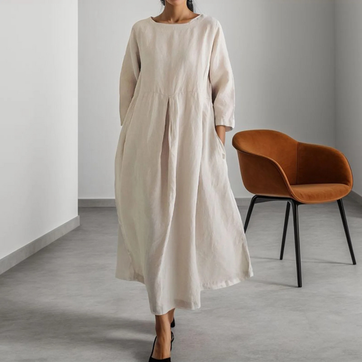 Ekin | Robe simple en lin à col rond