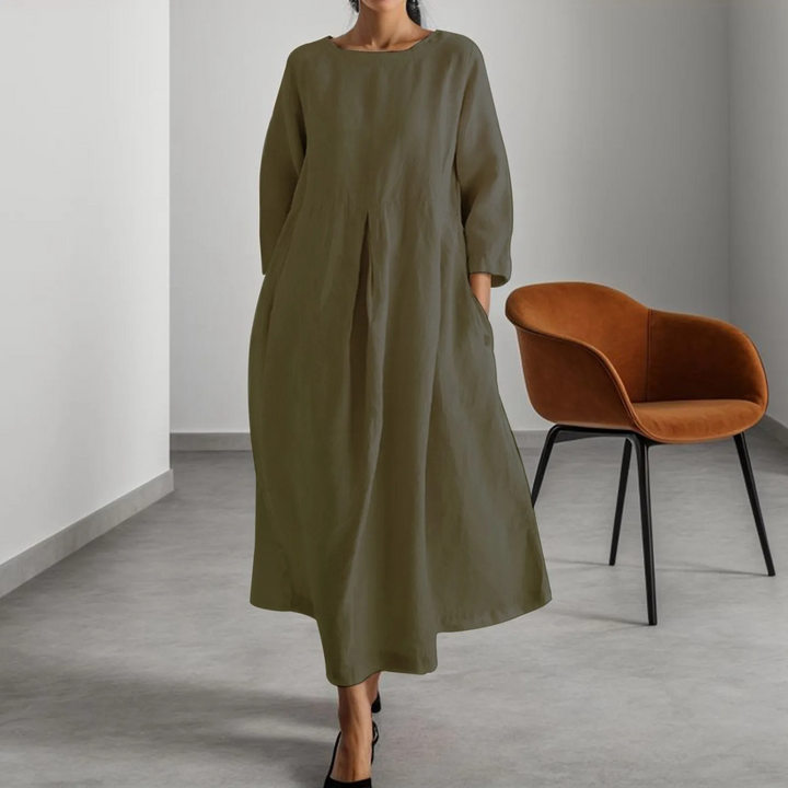Ekin | Robe simple en lin à col rond