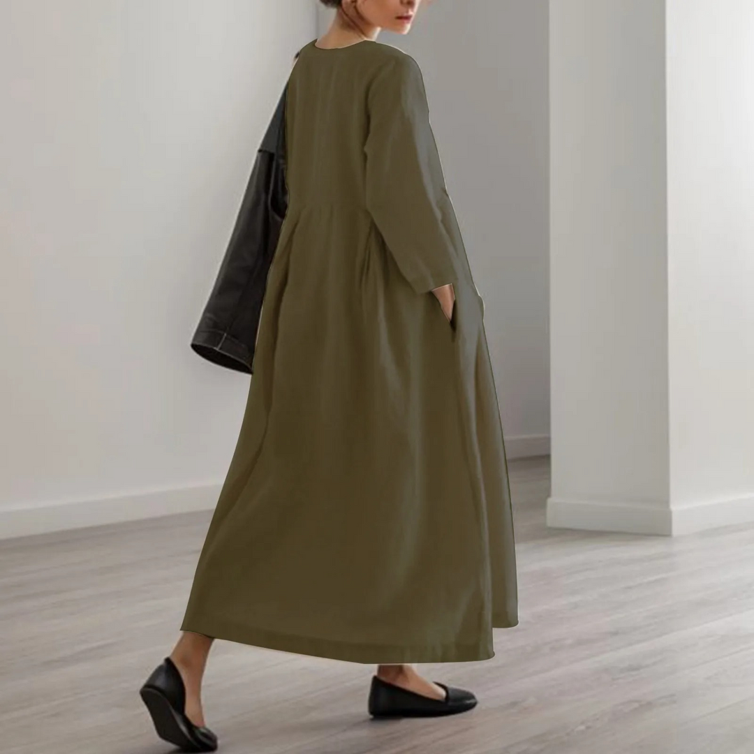 Ekin | Robe simple en lin à col rond