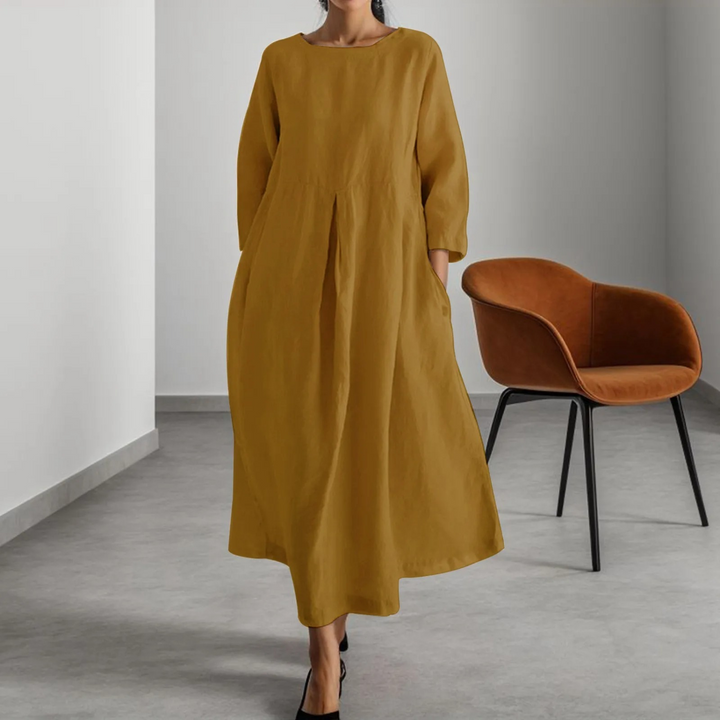 Ekin | Robe simple en lin à col rond