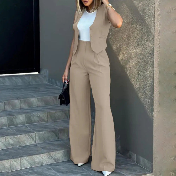 Stella - Ensemble élégant blazer sans manches et pantalon