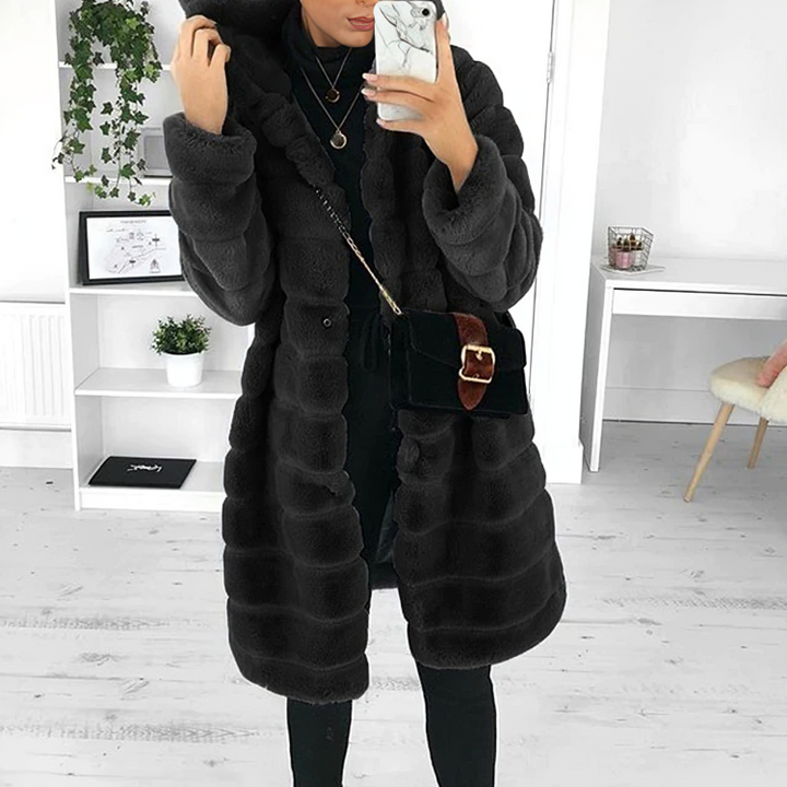 Alecia - Manteau épais en fausse fourrure avec capuche