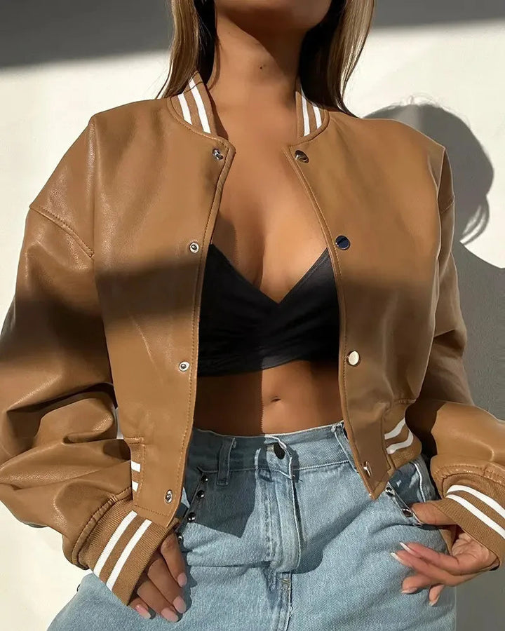 Ilyanna - Veste courte élégante et décontractée en cuir