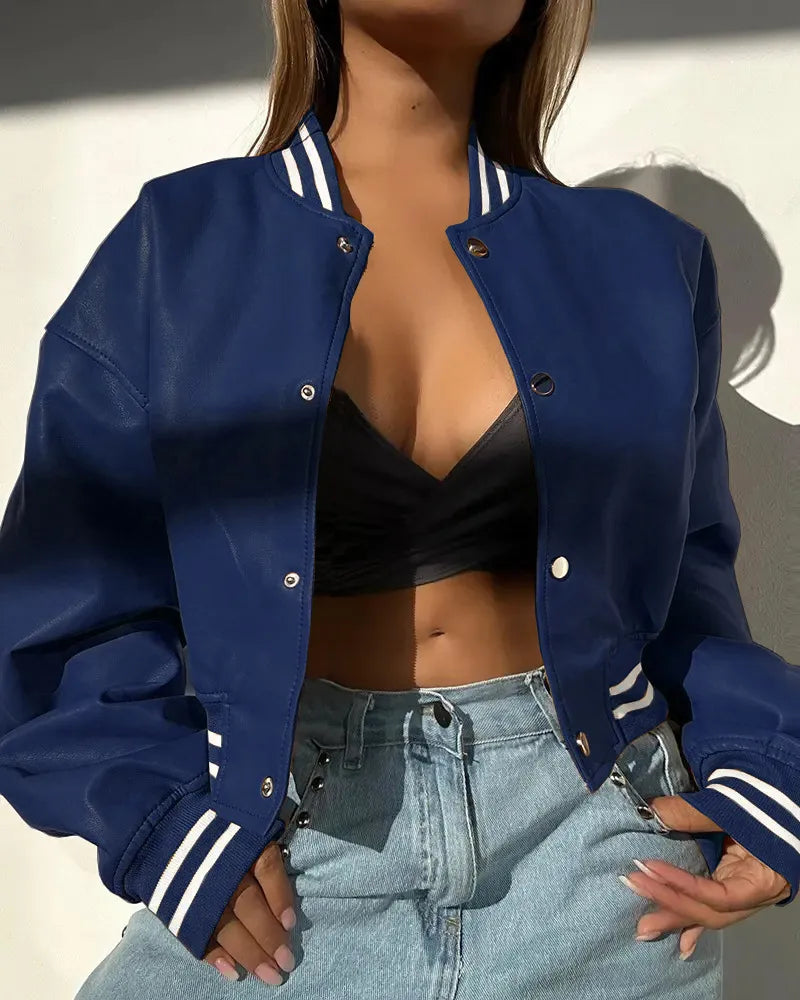 Ilyanna - Veste courte élégante et décontractée en cuir