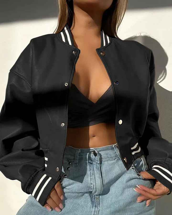 Ilyanna - Veste courte élégante et décontractée en cuir