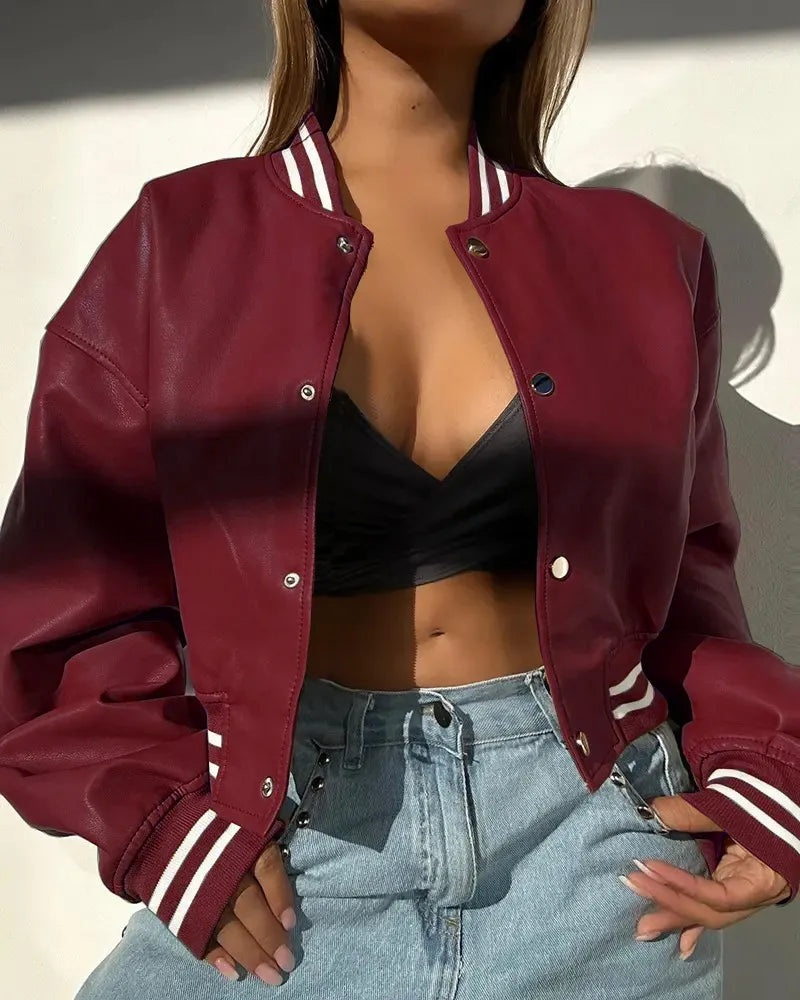 Ilyanna - Veste courte élégante et décontractée en cuir