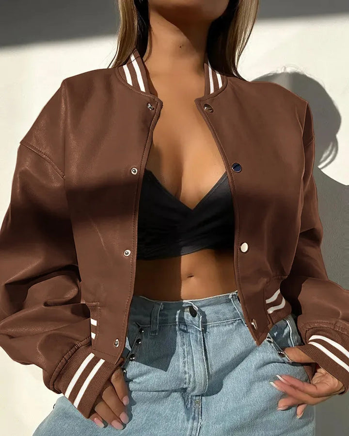 Ilyanna - Veste courte élégante et décontractée en cuir