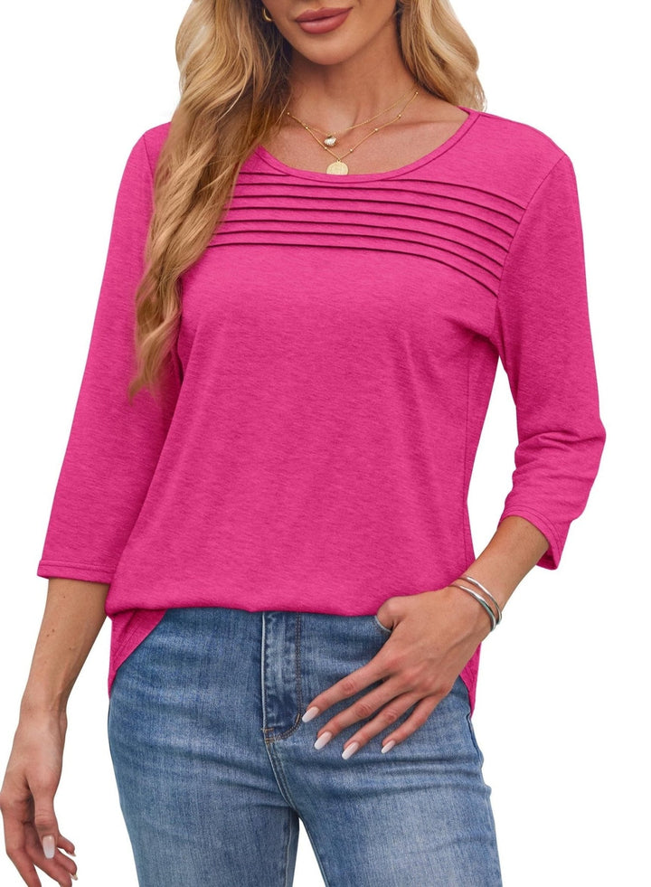 Maelynn - Sweatshirt décontracté plissé à manches mi-longues