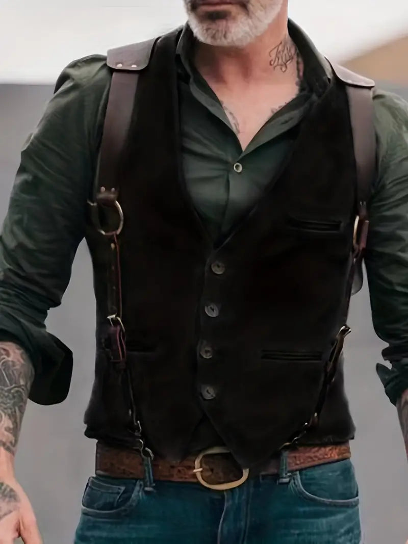 Gilet réversible à col en V vintage masculin 0
