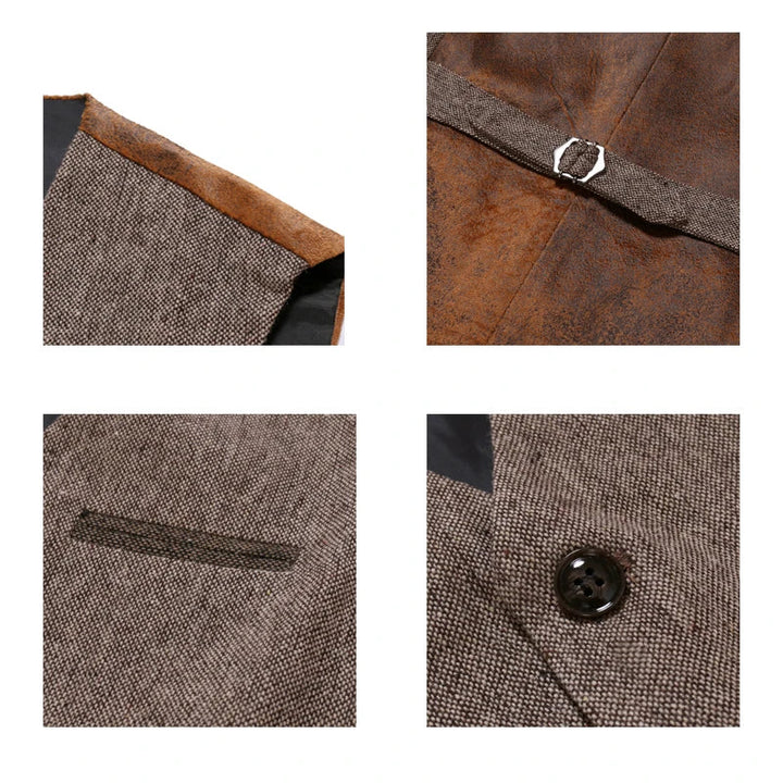 Gilet réversible à col en V vintage masculin 3
