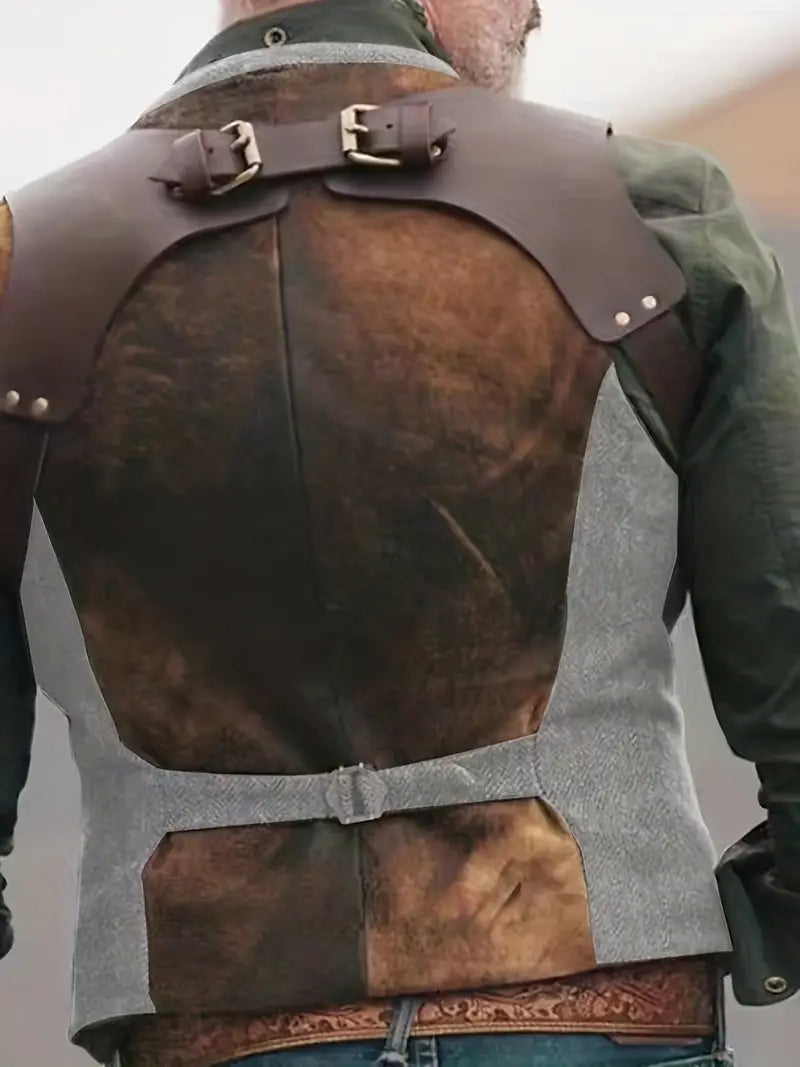 Gilet réversible à col en V vintage masculin 4
