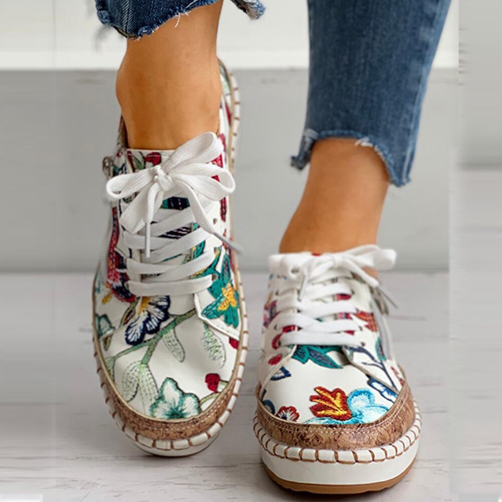 Iraida | Chaussures de sport orthopédiques avec imprimé floral et lacets