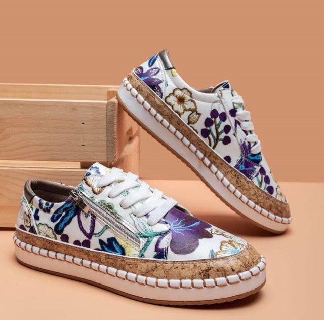 Iraida | Chaussures de sport orthopédiques avec imprimé floral et lacets