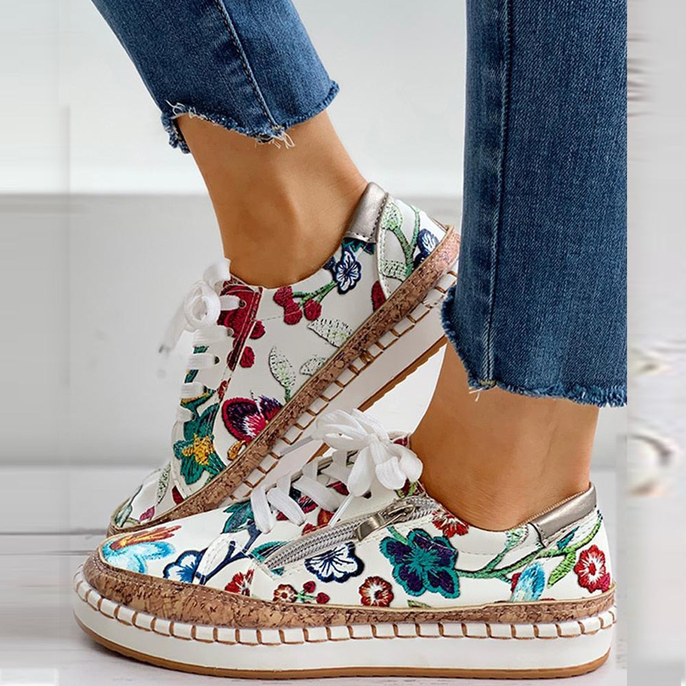 Iraida | Chaussures de sport orthopédiques avec imprimé floral et lacets