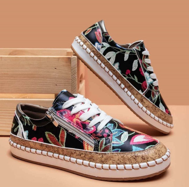 Iraida | Chaussures de sport orthopédiques avec imprimé floral et lacets