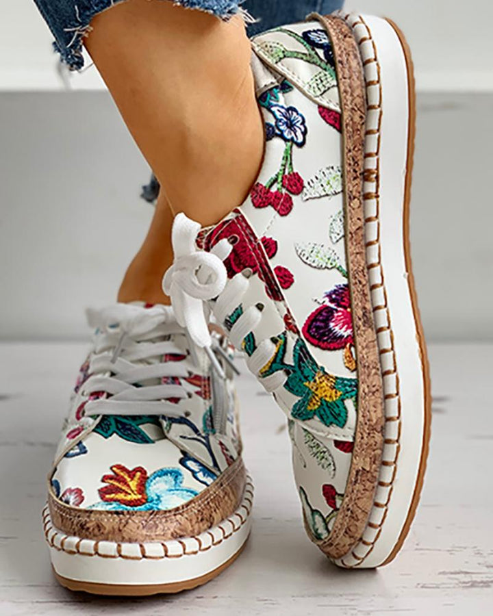 Iraida | Chaussures de sport orthopédiques avec imprimé floral et lacets