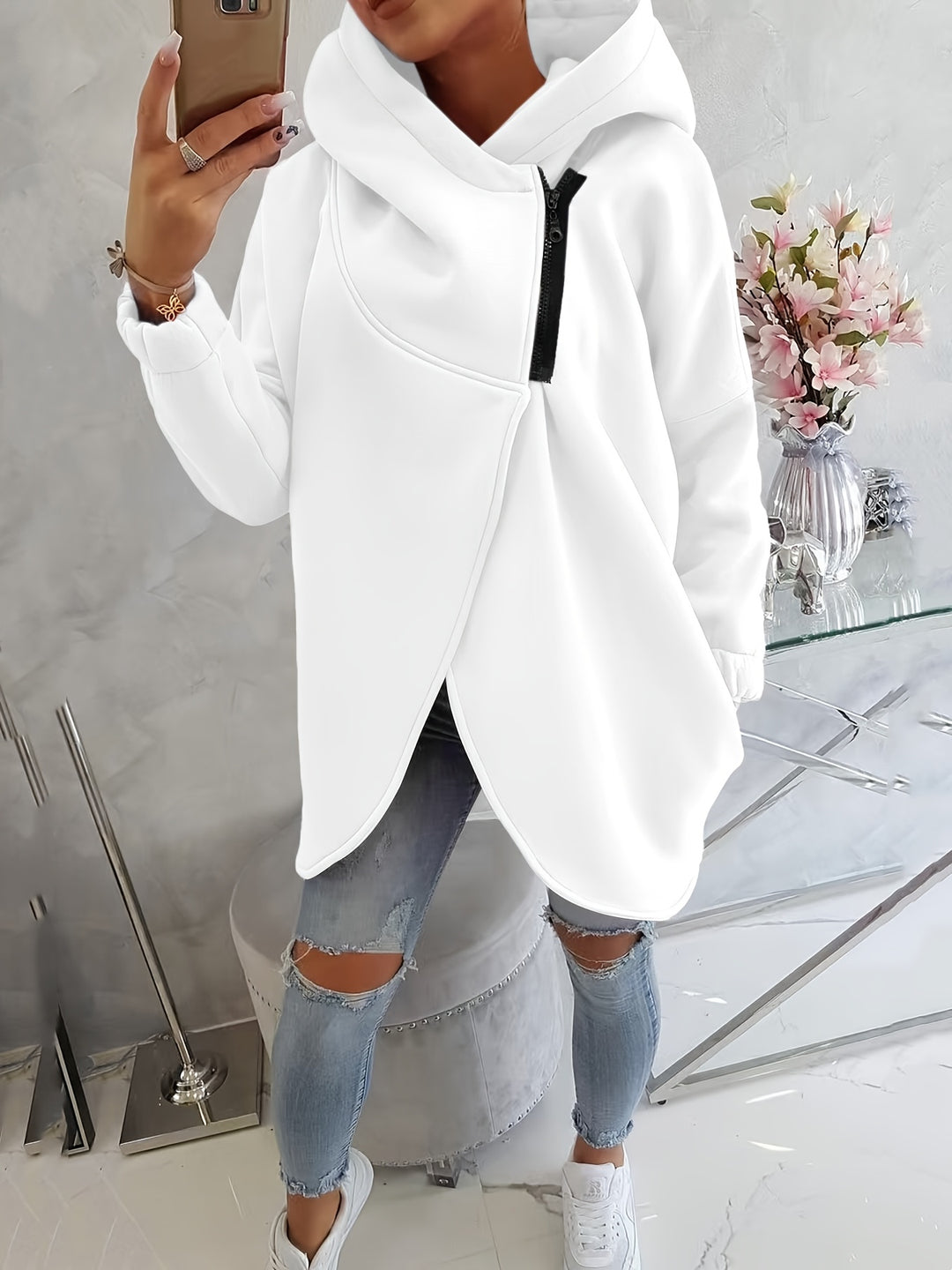 Brielle - Veste hoodie zippée oversize chaude et élégante