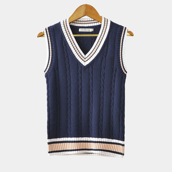 Hulda | Gilet rayé à col en V pour hommes