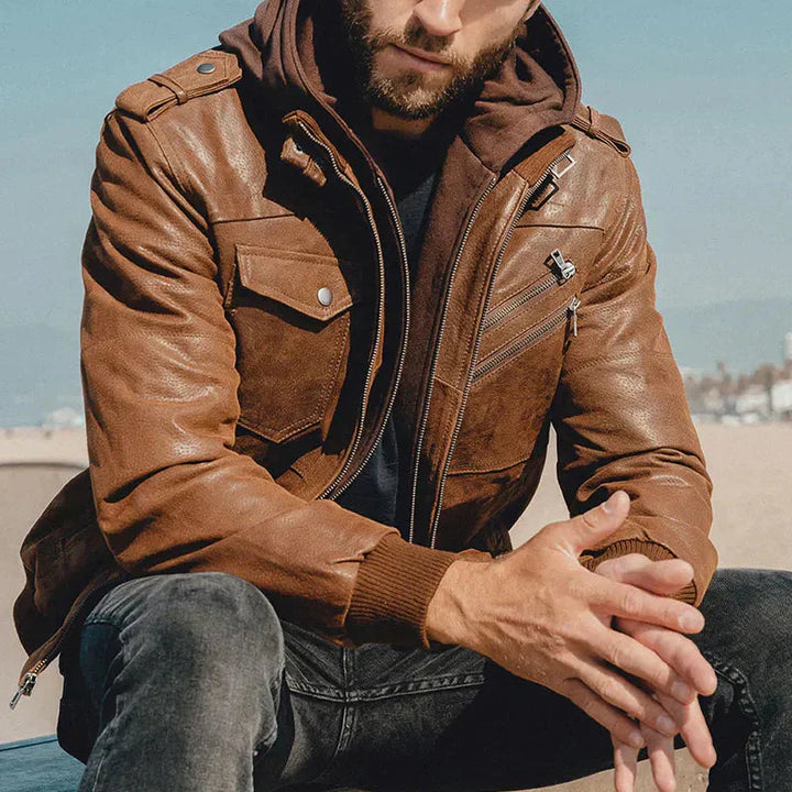 Rahula | Blouson Cuir Élégant pour Hommes