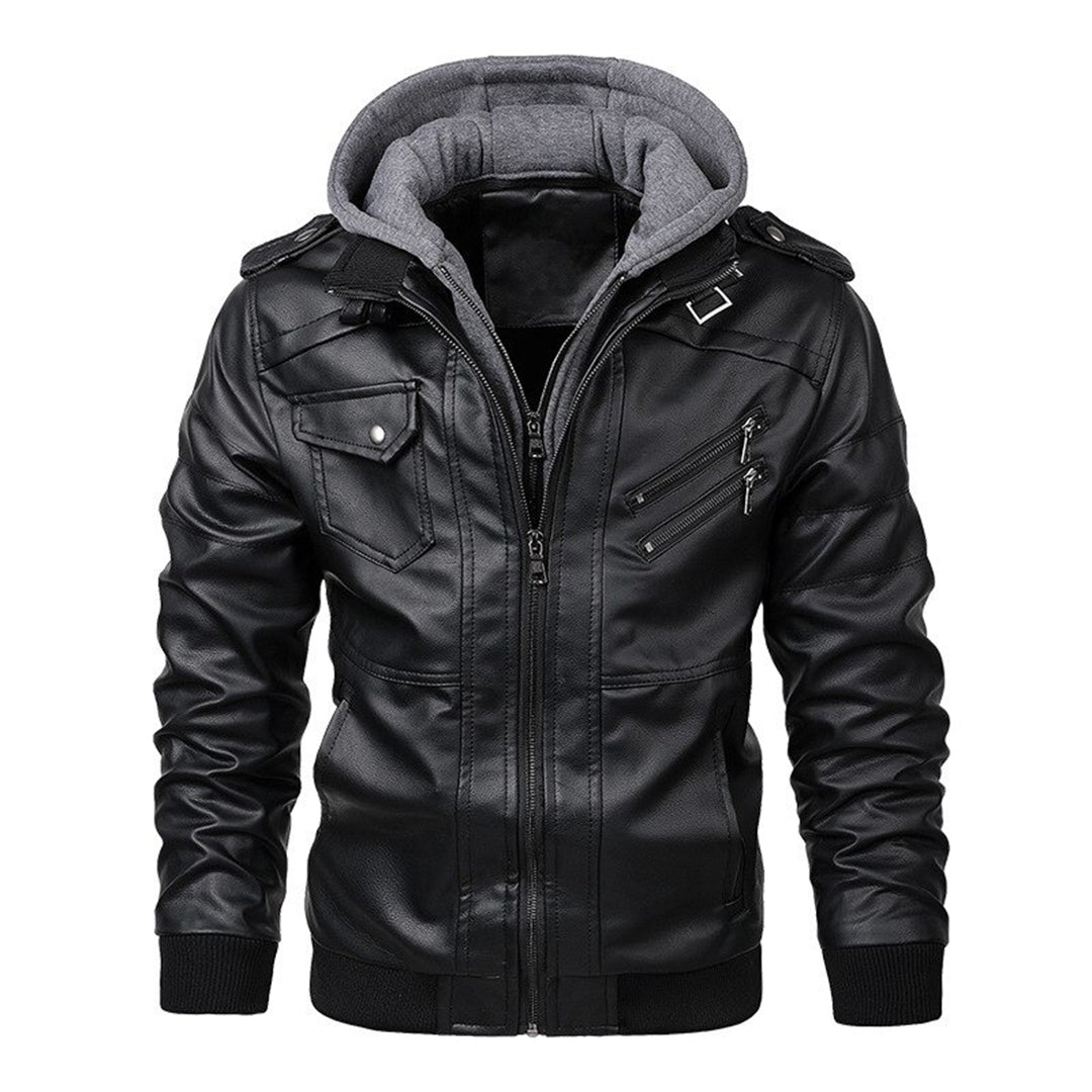 Milanya | Veste en cuir à capuche homme