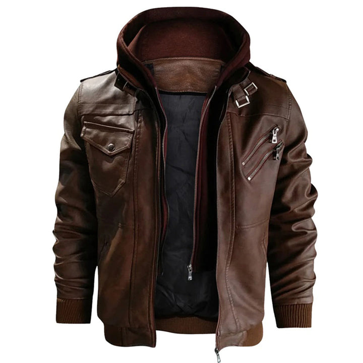 Milanya | Veste en cuir à capuche homme