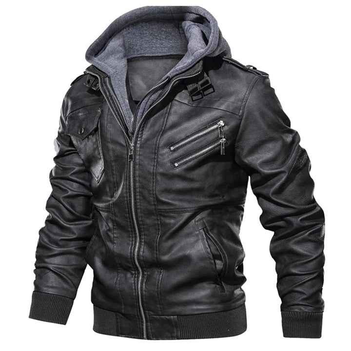 Milanya | Veste en cuir à capuche homme