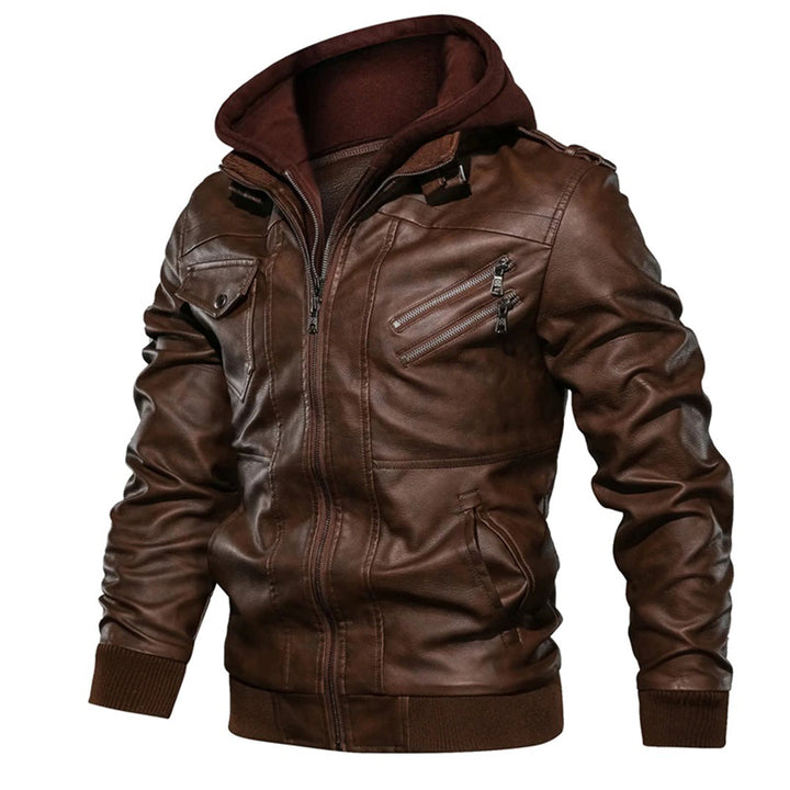 Milanya | Veste en cuir à capuche homme
