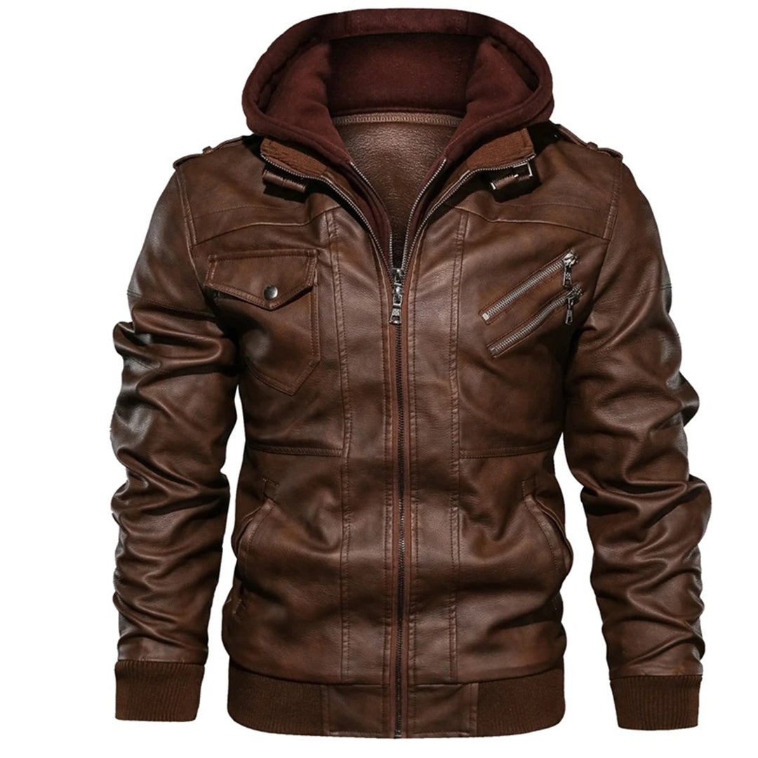 Milanya | Veste en cuir à capuche homme