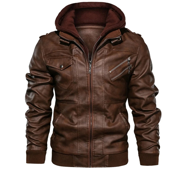 Milanya | Veste en cuir à capuche homme