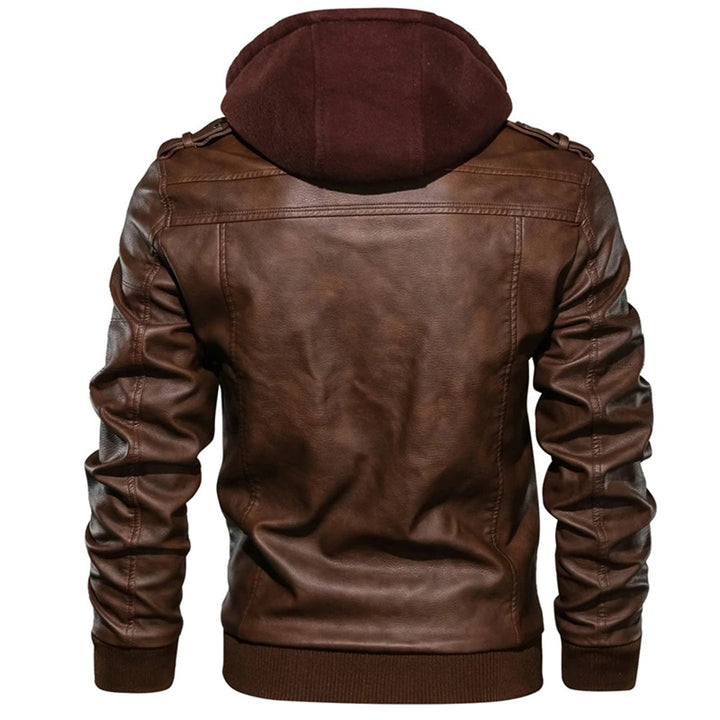 Milanya | Veste en cuir à capuche homme