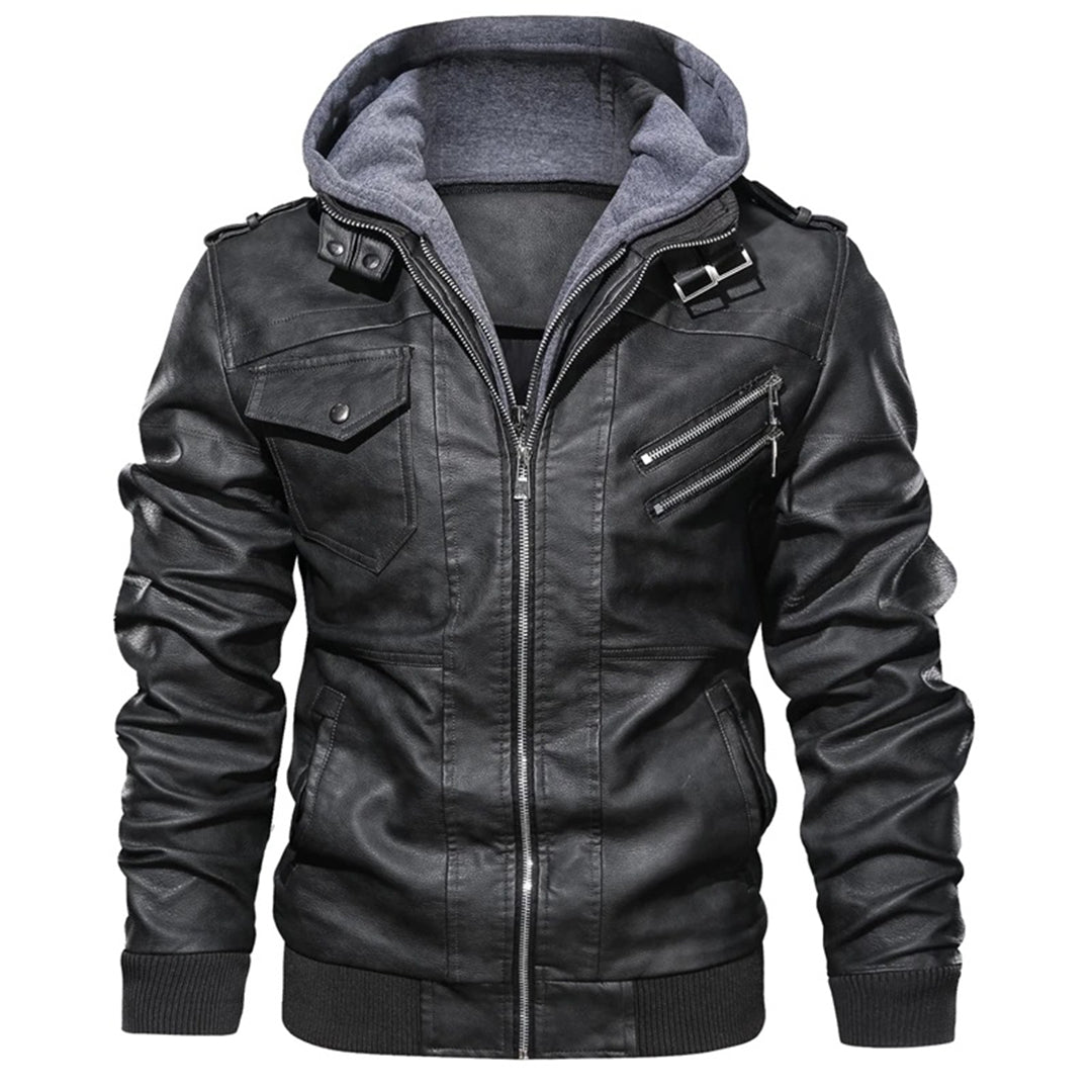 Milanya | Veste en cuir à capuche homme