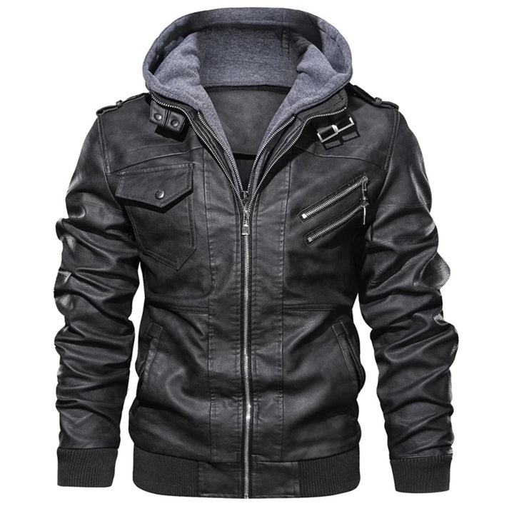 Milanya | Veste en cuir à capuche homme