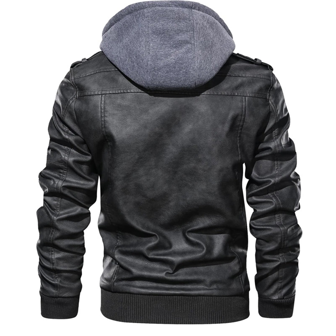 Milanya | Veste en cuir à capuche homme