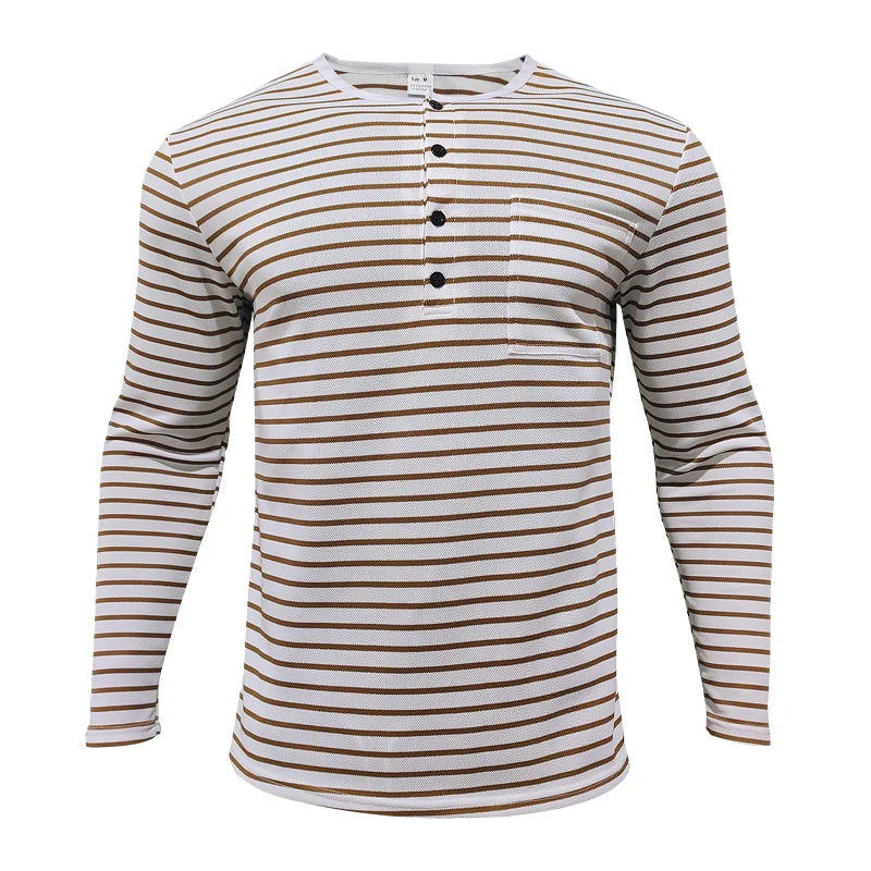 Jewel | Élégant Henley rayé pour hommes