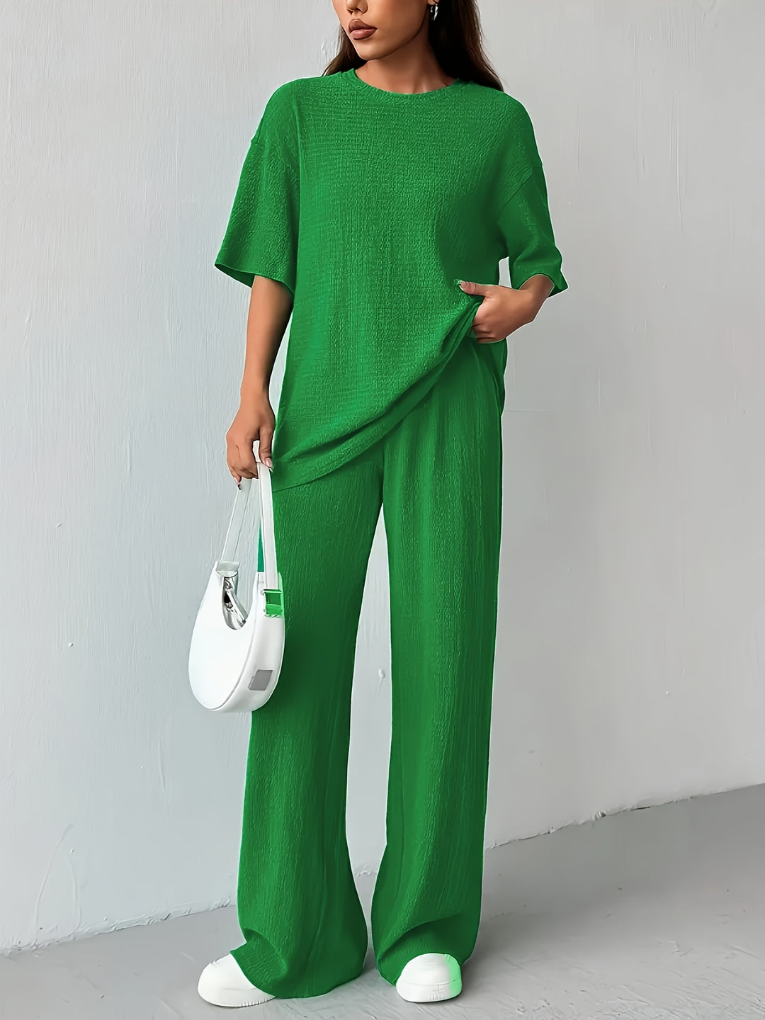 Alynna - Ensemble t-shirt manches courtes décontracté et pantalon large