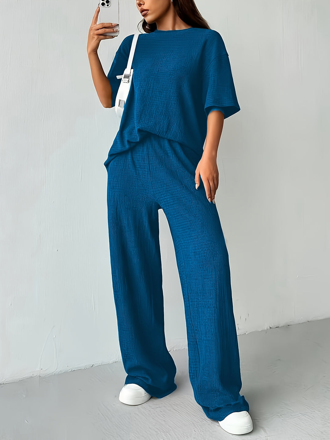 Alynna - Ensemble t-shirt manches courtes décontracté et pantalon large
