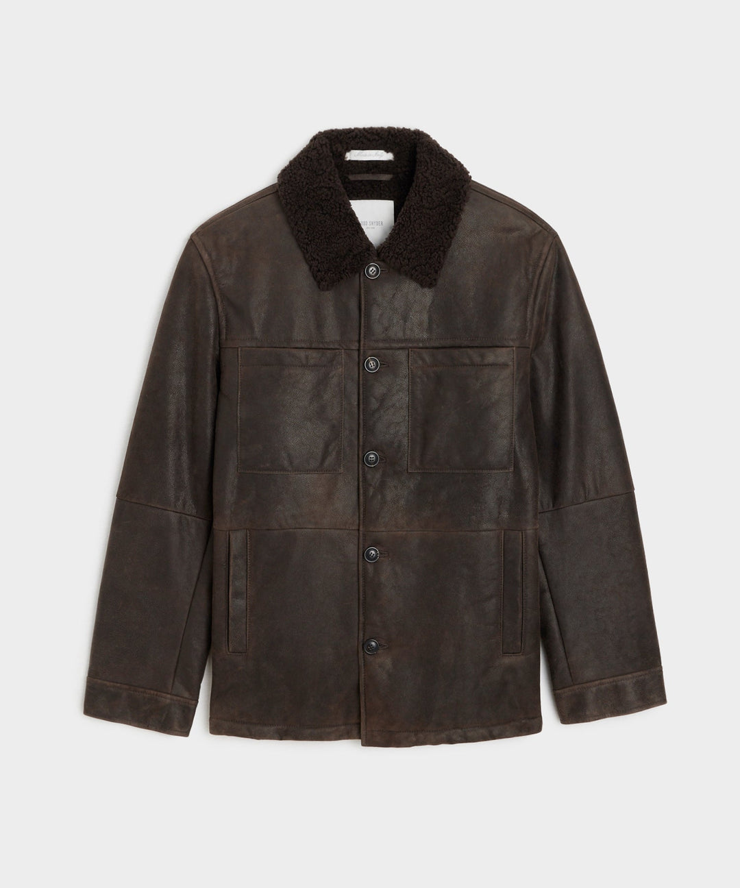 Grey | Veste Chore en cuir et shearling pour homme