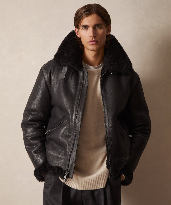 Bill | Veste aviator en cuir noir pour homme