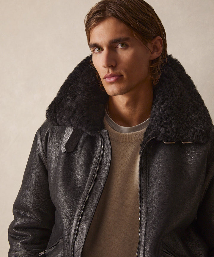 Bill | Veste aviator en cuir noir pour homme