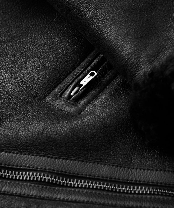 Bill | Veste aviator en cuir noir pour homme