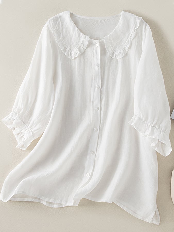 Linette de coton pour femmes Loose Peter Pan Ruffles Coule 1